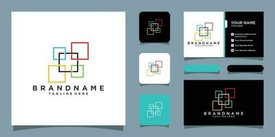 Abstract Vector Logo Design Template, Creative Concept Icon, square logo with business card design Premium Vector