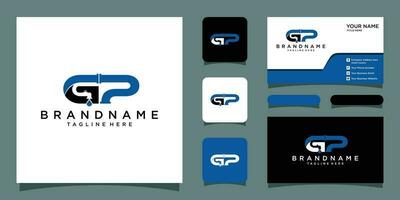 Logo GP Simple Creative Design with business card design Premium Vector