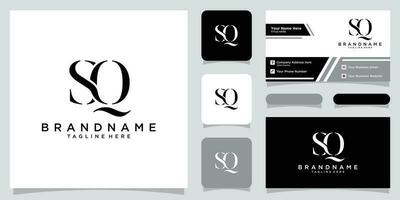 Initial Letter SQ logo design template with business card design Premium Vector