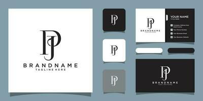 Alphabet letters Initials Monogram logo PJ or JP, with business card design Premium Vector