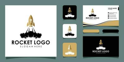 rocket logo vector design sign template with business card design Premium Vector