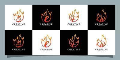 Set of logo Fire monogram logo vector design template Premium Vector