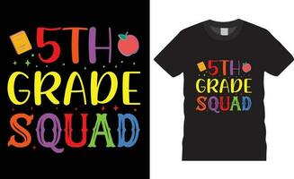 Back to school typography t shirt design vector Print Template.5th grade squad