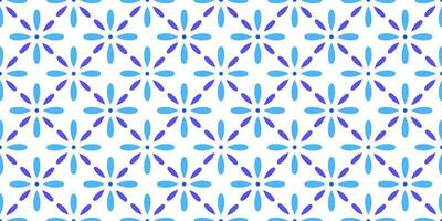 Blue and white flower tile pattern, seamless repeating background, vector pattern