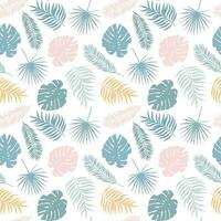 Tropical leaf pastel tropical leaf pattern with scattered leaves, seamless background vector