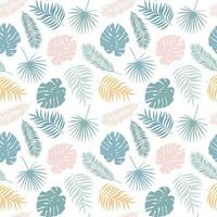 Tropical leaf pastel tropical leaf pattern with scattered leaves, seamless background vector