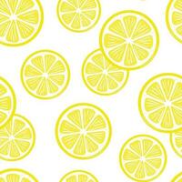 Lemon slices vector repeat pattern with white background, isolated, perfect summer wallpaper