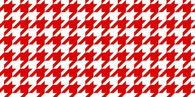 Red and white hounds tooth seamless vector pattern background, classical textile print