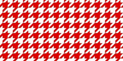 Red and white hounds tooth seamless vector pattern background, classical textile print