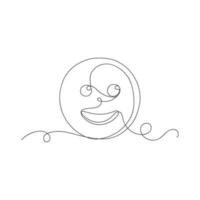 One continuous line art smiling face isolated vector illustration.