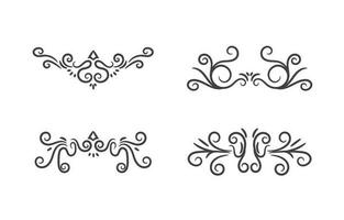 Hand drawn art swirl frame borders ornament set vector illustration on white background.