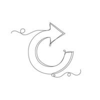 Reload icon arrow in circle continuous one line art decoration vector illustration symbol.