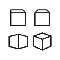 Boxes outline icon set flat design isolated vector illustration.