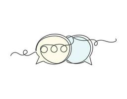 Continuous one line art chat speech bubble symbol vector illustration.