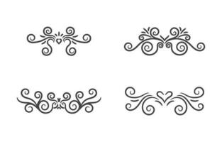 Hand drawn art swirl frame borders ornament set vector illustration on white background.