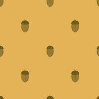 Seamless pattern with acorns autumn theme orange background vector