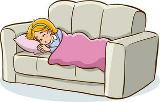 children sleeping on sofa vector illustration