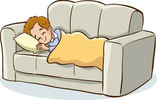 children sleeping on sofa vector illustration