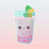 Fruit bubble tea with mint and orange or lemon vector