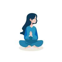 girl meditating simple vector illustration