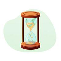 Hourglass with money inside inflation time vector