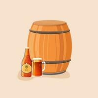 Oktoberfest keg beer, bottle , mug. Vector illustration