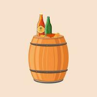 Oktoberfest keg beer, bottle , mug. Vector illustration