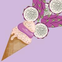 Beautiful ice cream with pieces of fruit vector