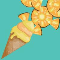 Beautiful ice cream with pieces of fruit vector