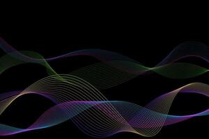 Vector abstract background. Multicolored dynamic lines on a black background. Color waves. Background for design