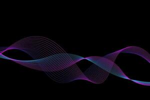 Vector abstract background. Multicolored dynamic lines on a black background. Color waves. Background for design