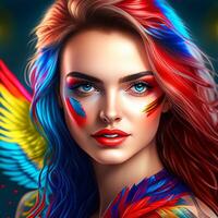 Colorfull Fashion Young Women AI Generative photo