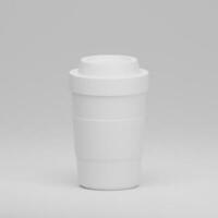 3d hacer blanco blanco etiqueta para llevar café taza Bosquejo foto