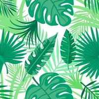 Tropical leaves seamless pattern. Teal and green foliage wallpaper. vector