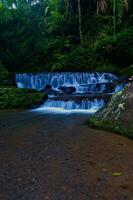 beautiful view of waterfall, water flow in river with waterfall view photo