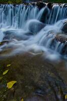 beautiful view of waterfall, water flow in river with waterfall view photo