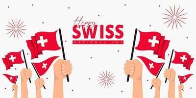 Switzerland 1st of August National Day. Banner Background Element Design, Swiss vector