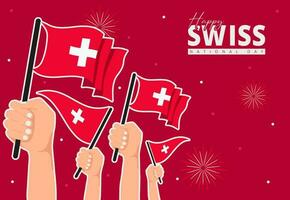 Switzerland 1st of August National Day. Banner Background Element Design, Swiss vector