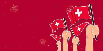 Switzerland 1st of August National Day. Banner Background Element Design, Swiss vector