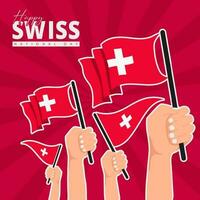 Switzerland 1st of August National Day. Banner Background Element Design, Swiss vector