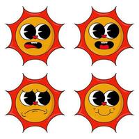 retro cartoon groovy character y2k style icon 90s, 80s stickers set vector