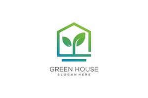 Green house logo illustration modern creative unique vector