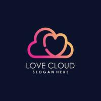 Love cloud logo vector with modern simple concept
