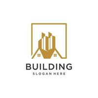 Building logo design idea with modern creative simple abstract unique concept vector