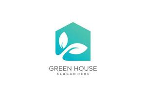 Green house logo illustration modern creative unique vector