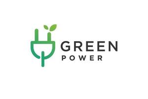 Green power logo design with modern creative concept idea vector