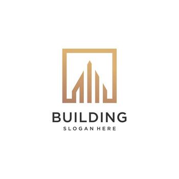 Building logo design idea with modern creative simple abstract unique concept vector
