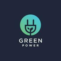 Green power logo design with modern creative concept idea vector