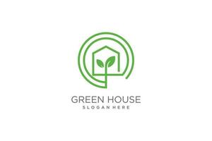 Green house logo illustration modern creative unique vector