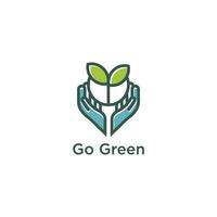 Go green logo with modern simple line art style vector